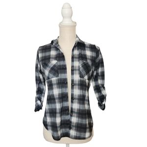 Button Down Shirt Black White Blue Grey - Small